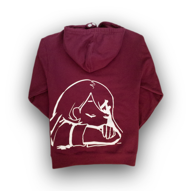 Lotus Eater Burgundy Hoodie Outerwear. Brand Logo Embroidery and Relax Back Design.