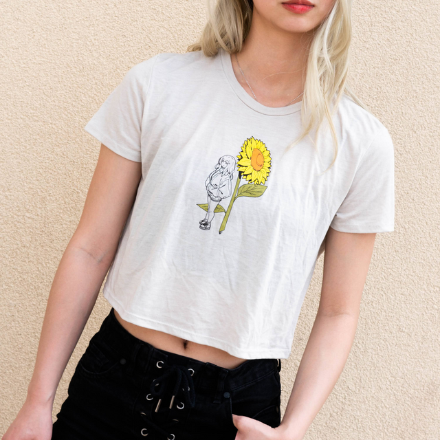 Lotus Eater Brand Crop Top. Anime Inspired Sunflower and Girl